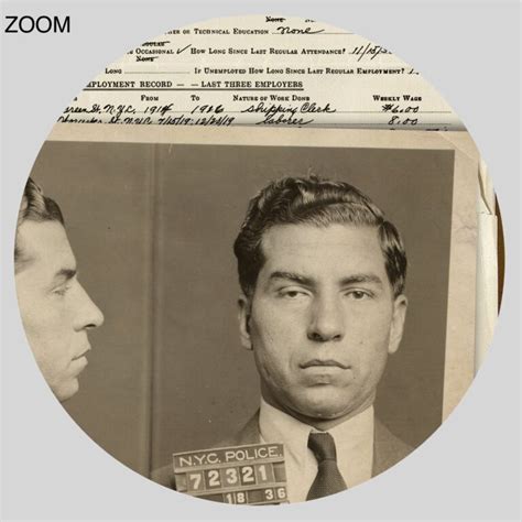 Printable Charles Lucky Luciano crime record and mugshot poster