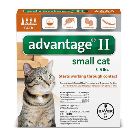 Advantage Flea And Tick Treatment For Cats Under 9 Lbs., 4 Treatments | Cat Flea & Tick | Pet ...