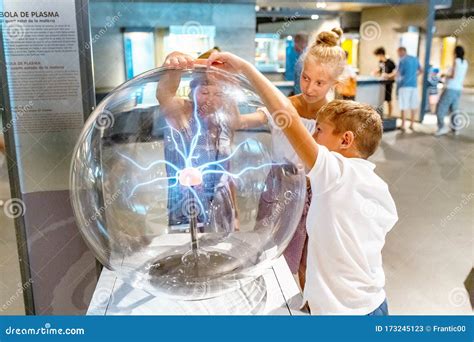 People Playing with Plasma Ball in Science Museum Editorial Stock Photo ...