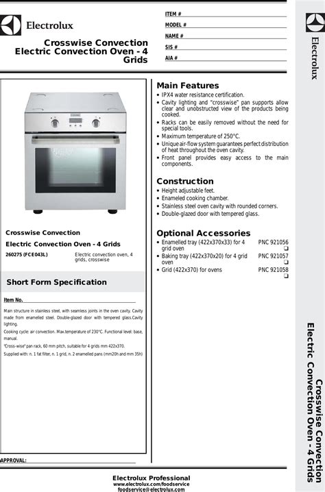 Electrolux Oven Fce043L Users Manual