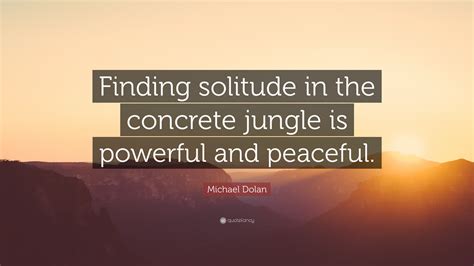 Michael Dolan Quote: “Finding solitude in the concrete jungle is ...