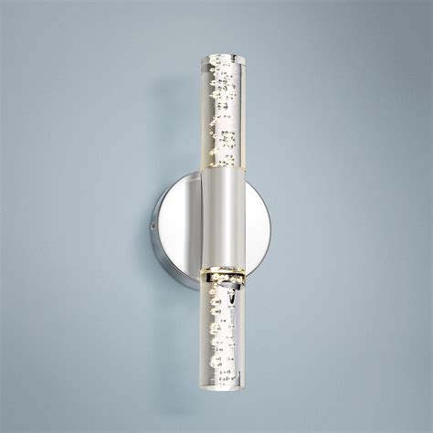 Possini Euro Design Modern Wall Light Sconce LED Chrome Hardwired 13" High Fixture Clear Bubble ...