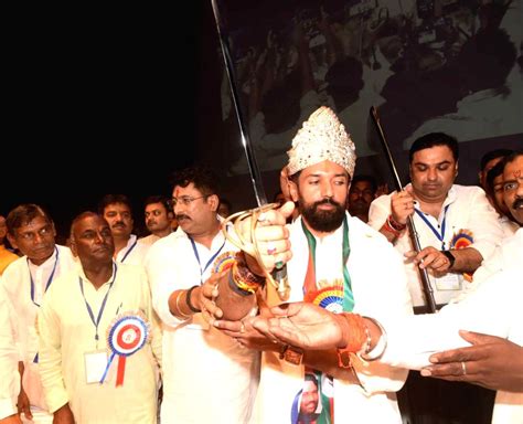 Lok Janshakti Party (Ram Vilas) President Chirag Paswan felicitated by party workers.