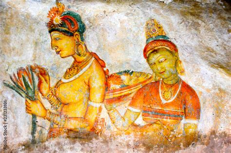 Sigiriya rock painting Stock Photo | Adobe Stock