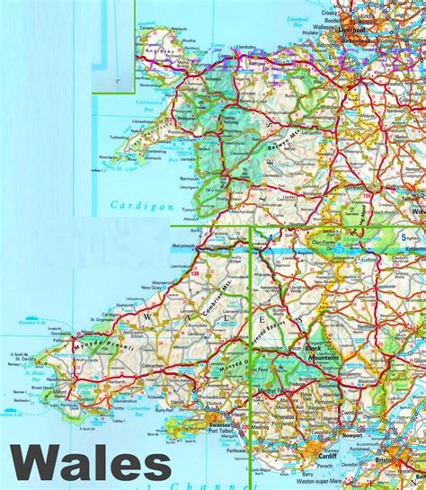 Detailed map of Wales