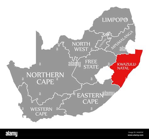 KwaZulu-Natal red highlighted in map of South Africa Stock Photo - Alamy