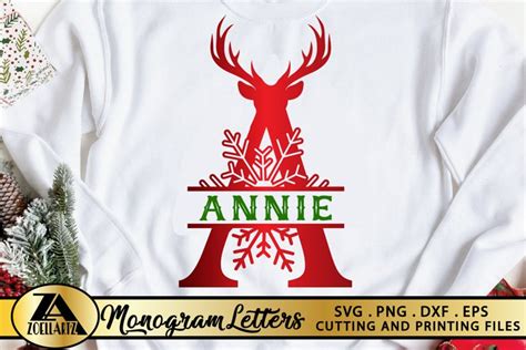 Split Monogram SVG Reindeer Monogram SVG Christmas (1045646)