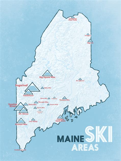 Maine Ski Resorts Map Poster - Best Maps Ever