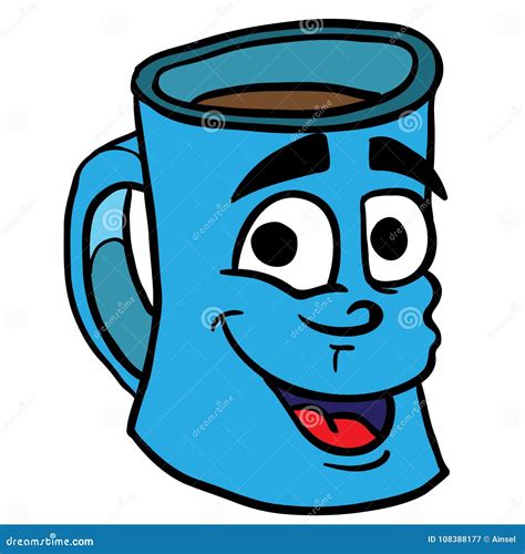 Smiling coffee cup stock illustration. Illustration of freehand - 108388177