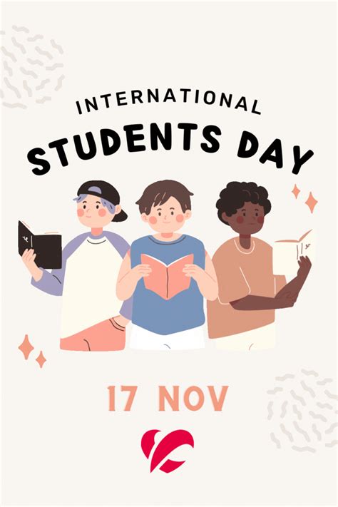the international students'day is on november 17, with an image of three people reading books