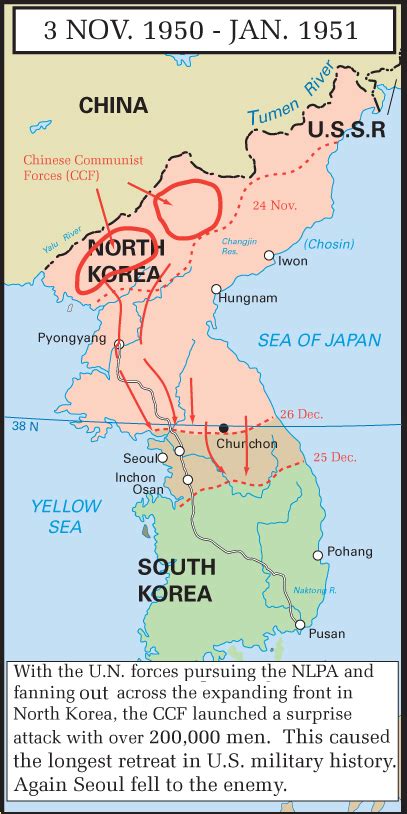 Map of the Korean War 1950-1953. Insets.