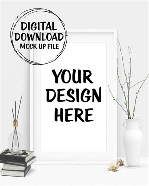 White Frame Mockup Modern Mockup Picture Mockup Digital - Etsy