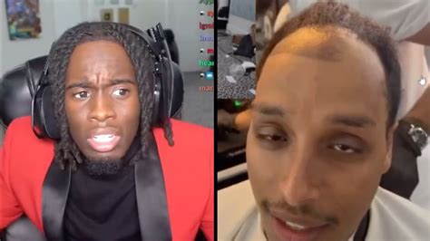 Kai Cenat reacts to AMP Agent new hairline & then burns his chair! - YouTube