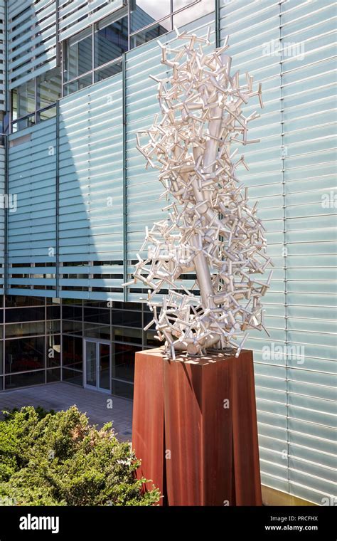 Espace fractal sculpture by Jean Pierre Morin in the garden of the BanQ ...