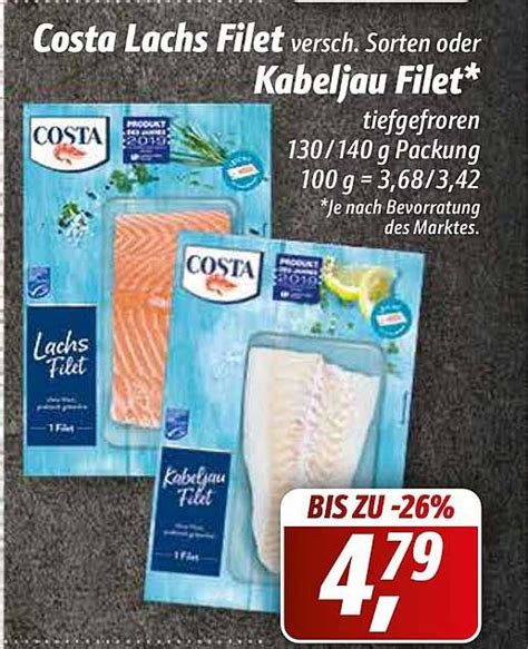 Costa Lachs Filet Oder Kabeljau Filet Angebot bei Simmel - 1Prospekte.de