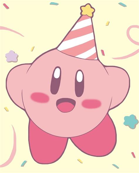 Kirby Cartoon Character with Party Hat