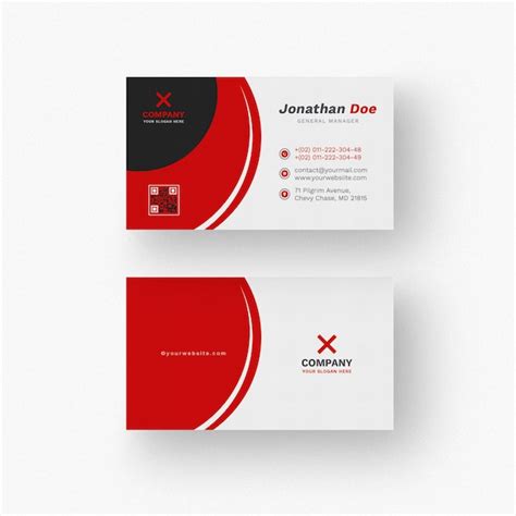 Premium PSD | Red and white business card mockup