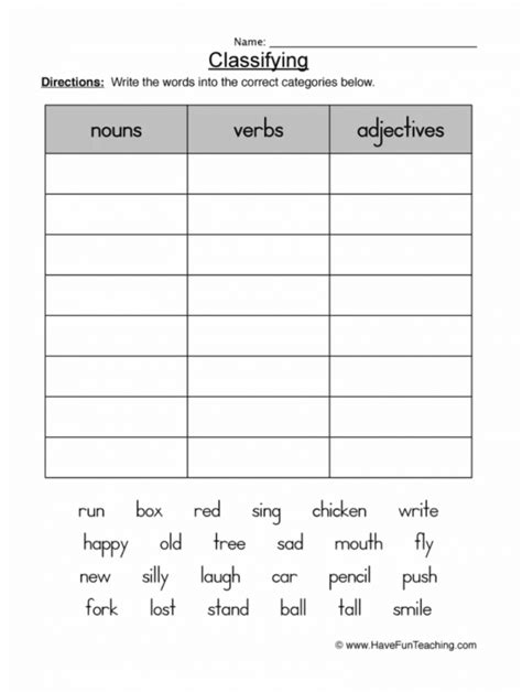 First Grade Grammar Worksheet