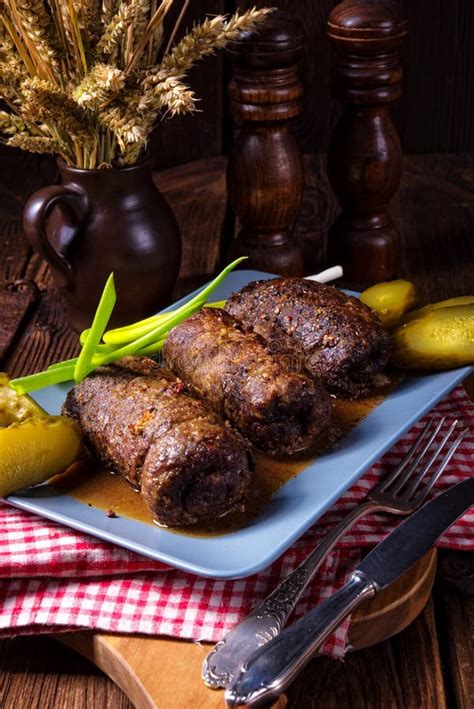 Cooked Roulades or Rouladen Stock Image - Image of brown, olive: 35171027