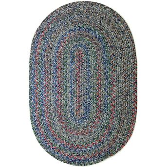 Rhody Rug 7 x 9 Braided Denim Oval Indoor/Outdoor Geometric Area Rug in ...