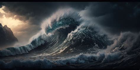 Rough Ocean Storm Waves Crashing Digital Wallpaper Download 4K Dynamic ...