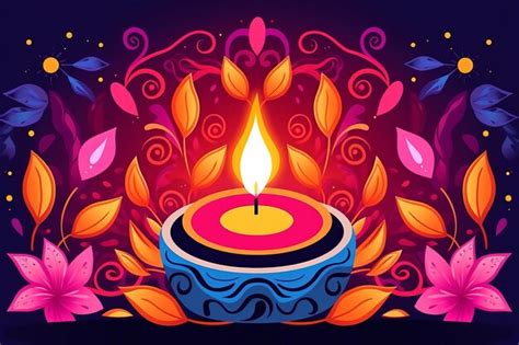 Premium AI Image | Diwali festival of light candles colourful illustration