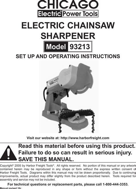 Chicago Electric Chainsaw Sharpener Manual