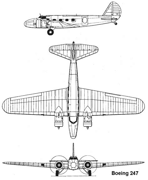 Boeing 247 Blueprint - Download free blueprint for 3D modeling