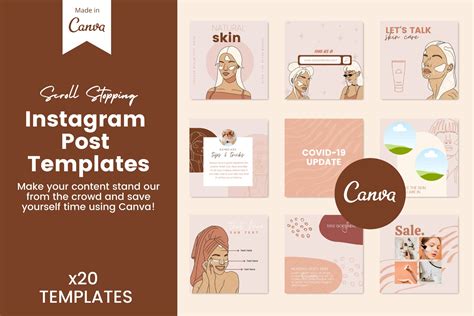 Skincare Instagram Canva Template | Marketing Templates ~ Creative Market