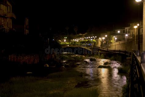 Night View of a River in an Ancient Village Stock Image - Image of ...