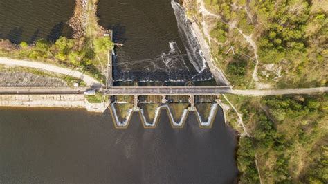 Aerial View of the Dam with the Road on the River Stock Photo - Image of plant, view: 131404164