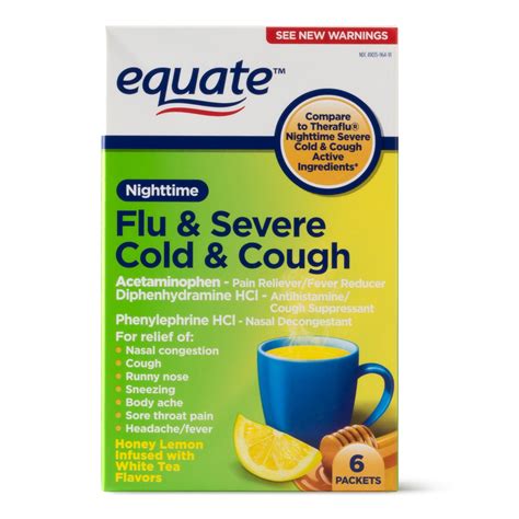 Equate Nighttime Severe Cold, Cough & Flu, Temporarily Relieves Nasal Congestion, Cough, Runny ...