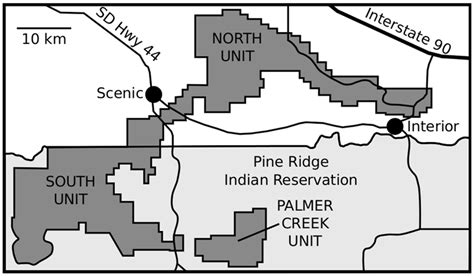 Map of Badlands National Park. Map of Badlands National Park with the ...