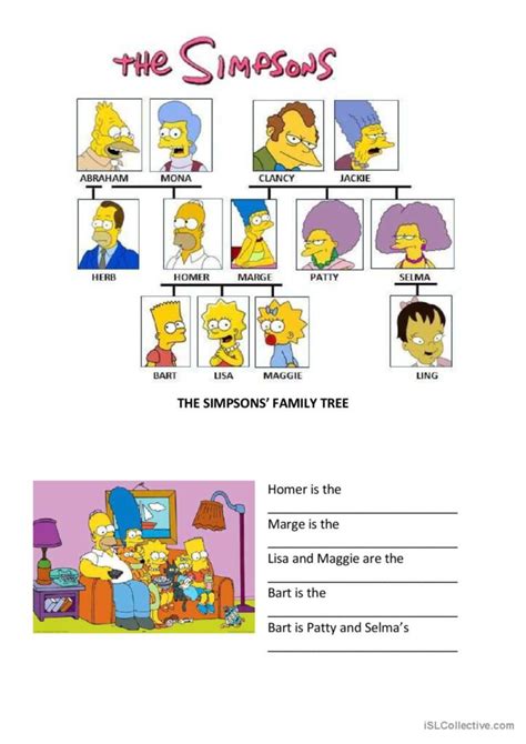 The Simpsons' Family Tree: English ESL worksheets pdf & doc