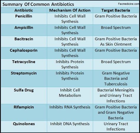 Comparison Between The Most Common Antibiotics | Faculty of Medicine