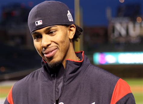 Indians shortstop Francisco Lindor smiles during an interview at ...