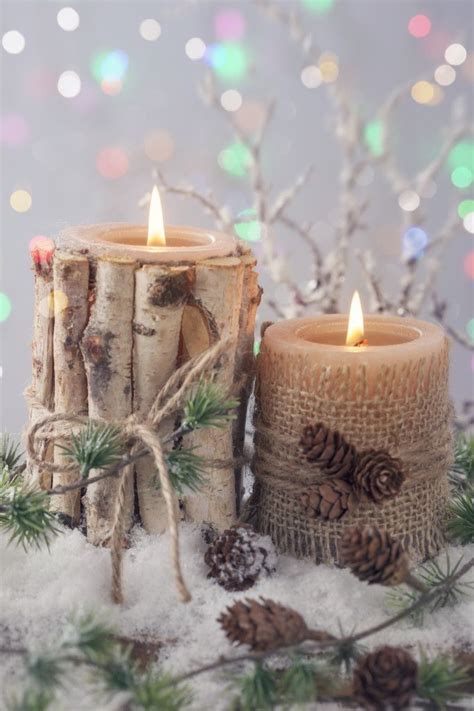 Winter candles on a grey background | Winter candle, Christmas candles, Candles