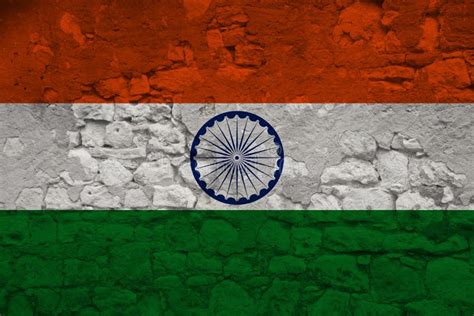 National Flag of the State of India on an Old Stone Wall with Cracks ...