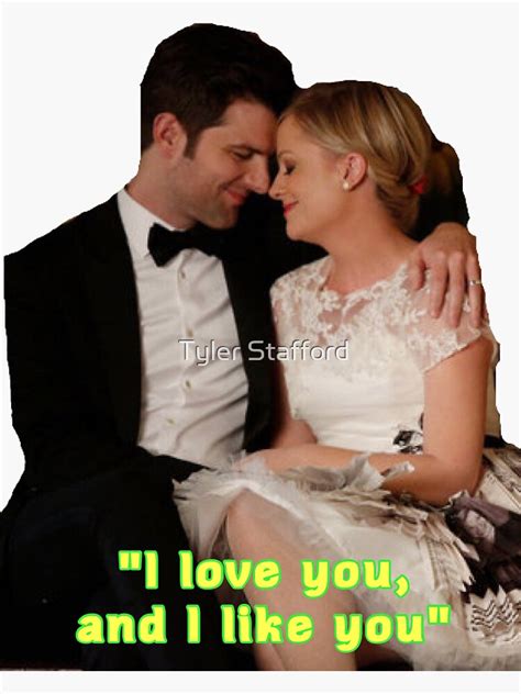 "Parks & Rec - Leslie & Ben "I Love You, and I Like You."" Sticker for ...