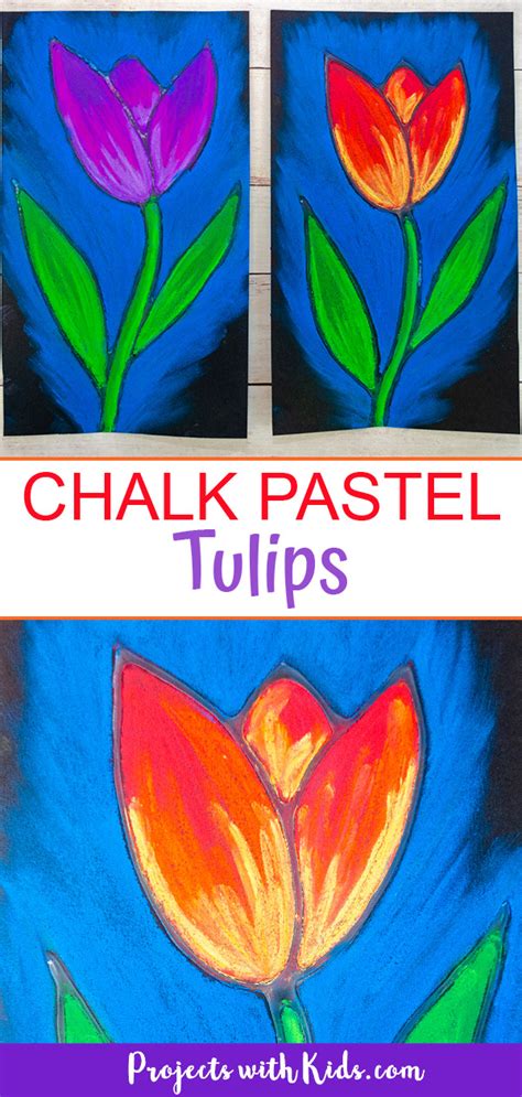 Beautiful Chalk Pastel Tulip Art Project for Kids - Projects with Kids