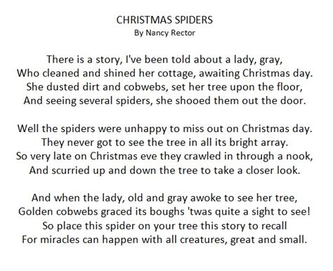 The Christmas Spider DIY : Free Poem Printable