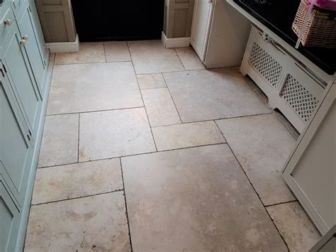 Limestone Kitchen Floor Tiles Transformed in Knotty Green - South ...