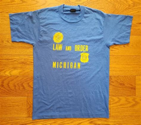 VINTAGE 80S LAW And Order Michigan State Police T Shirt Sz Med Single Stitch $23.99 - PicClick