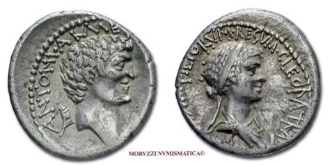 Mark Antony and Cleopatra VII Philopator SILVER DENARIUS 32-31 BC 40/70 ...