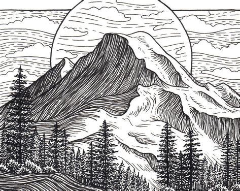 Mt Rainier 5x5 Print Mountain Art Giclee Print | Etsy | Mountain drawing, Art