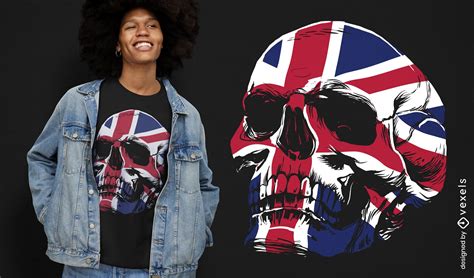 Skull With Britain Flag T-shirt Design Vector Download