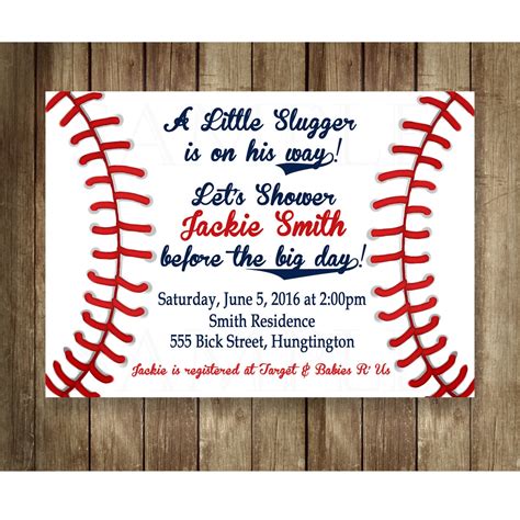 Baseball Baby Boy Shower Invitations JPEG Digital File