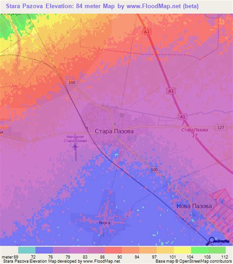 Elevation of Stara Pazova,Serbia Elevation Map, Topography, Contour