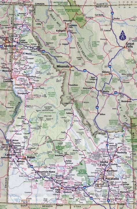 Large detailed roads and highways map of Idaho state with all cities ...