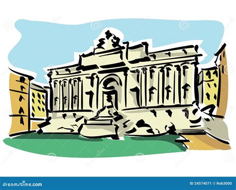 Rome ( Trevi Fountain) stock vector. Illustration of history - 24574071